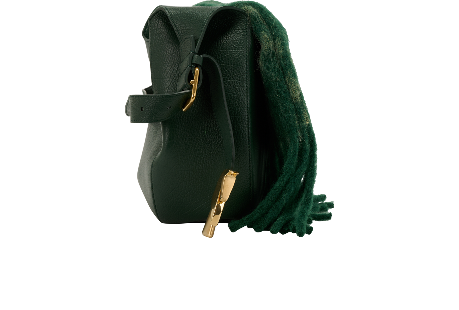 XL Chess Blanket, &pound;550, Handbags, Green, Leather/Wool, Side view